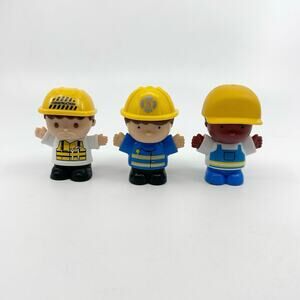 Playgo Mini Wheels Action Figure Toy Fireman Construction Worker Mechanic 3 Pcs